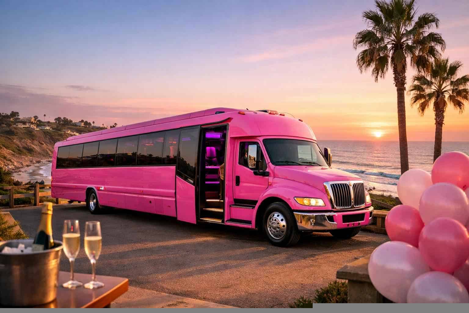 Pink Party Buses in Carlsbad California