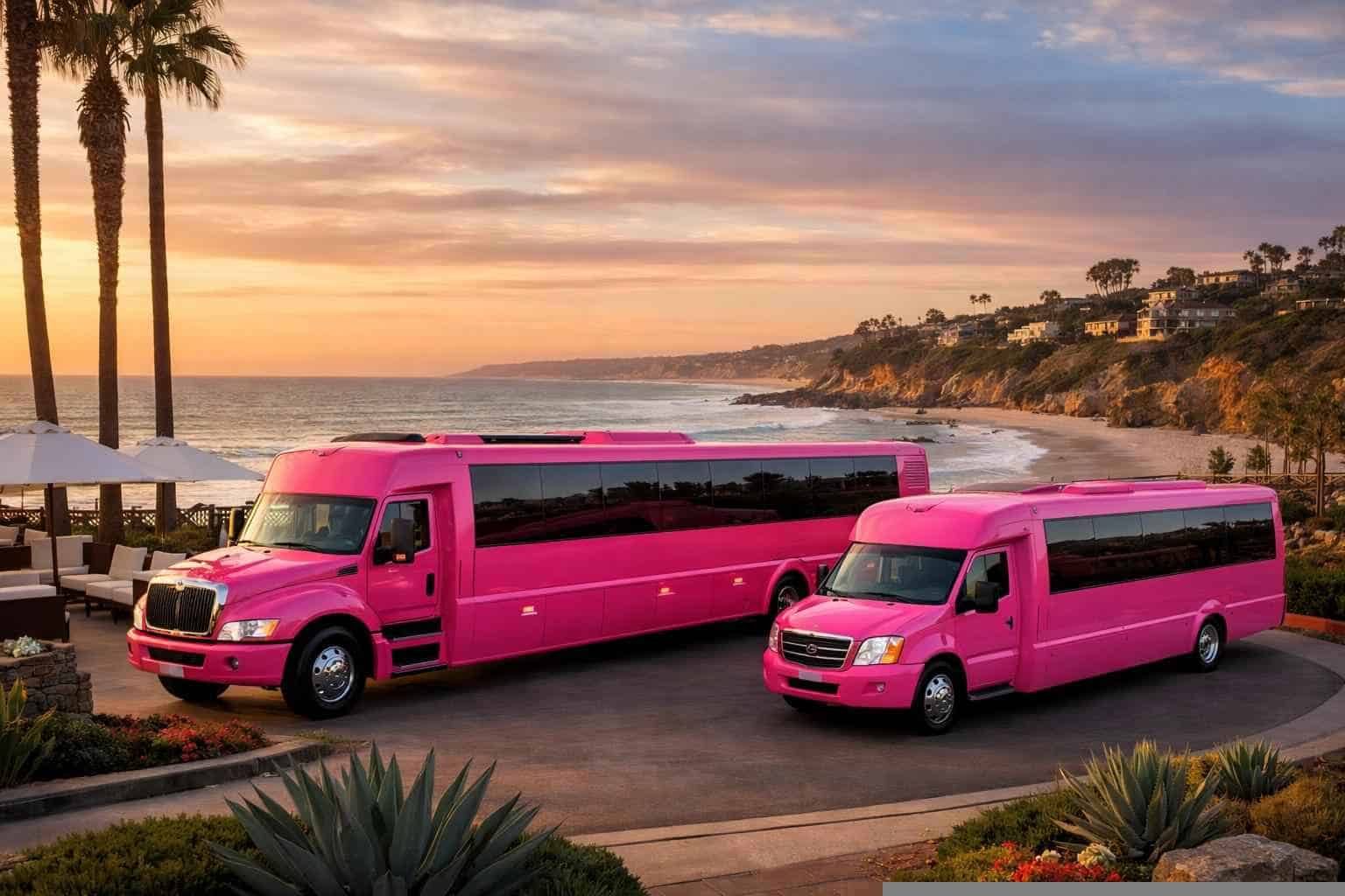 Pink Party Buses in Del Mar California