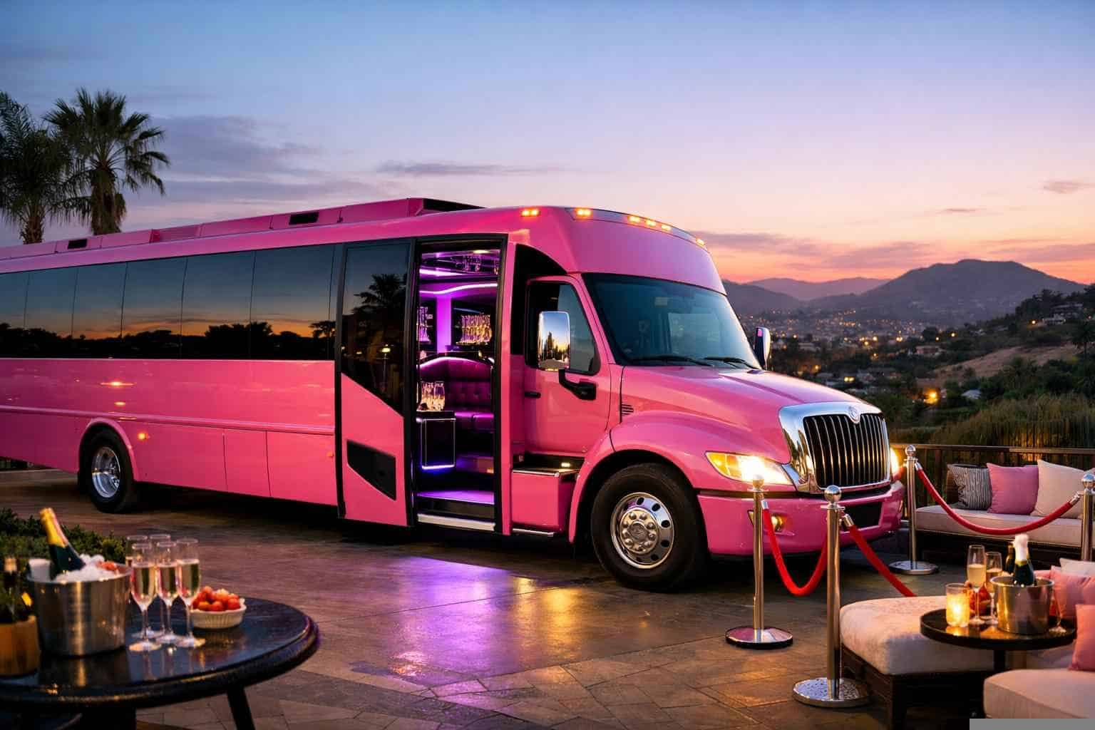 Poway CA Pink Party Bus Rental