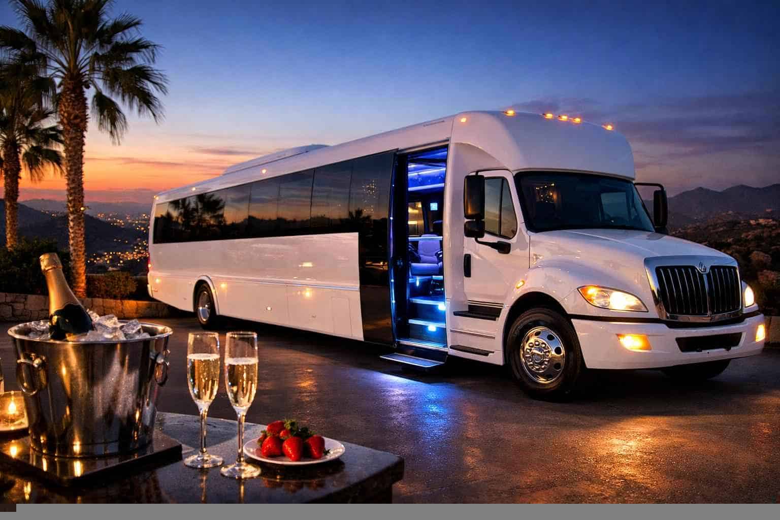 Poway CA White Party Bus Rental