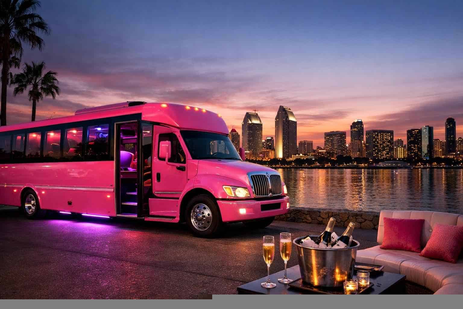 San Diego CA Pink Party Bus Rental