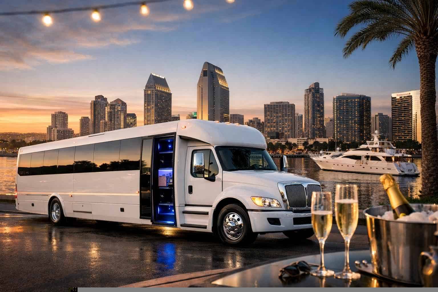 San Diego CA White Party Bus Rental