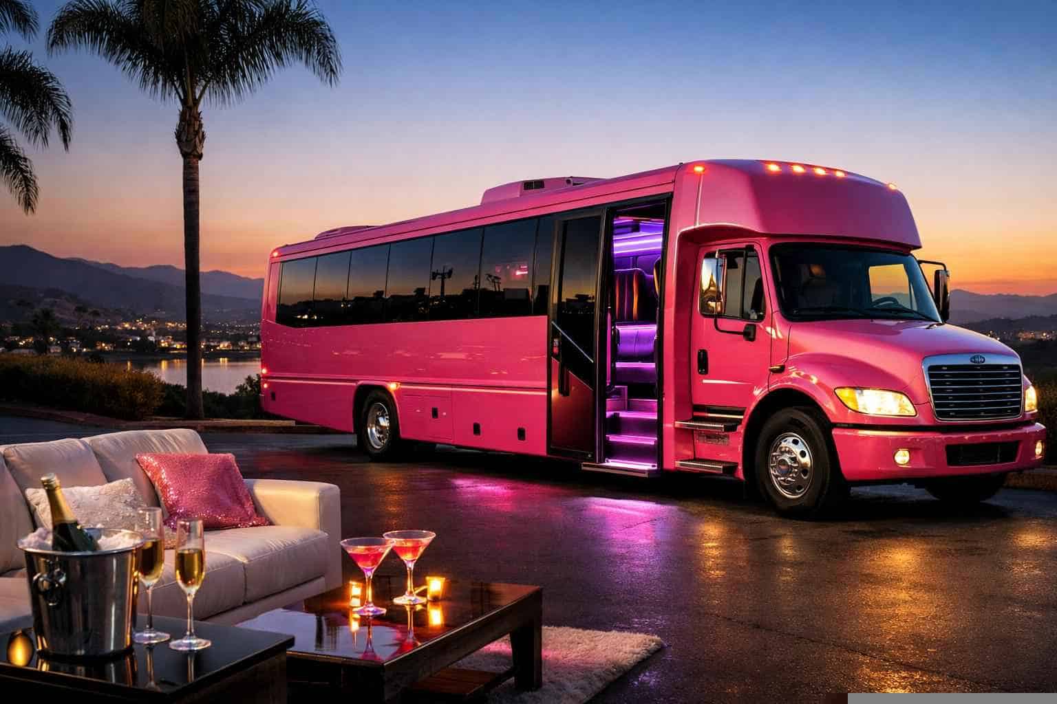 San Marcos CA Pink Party Bus Rental
