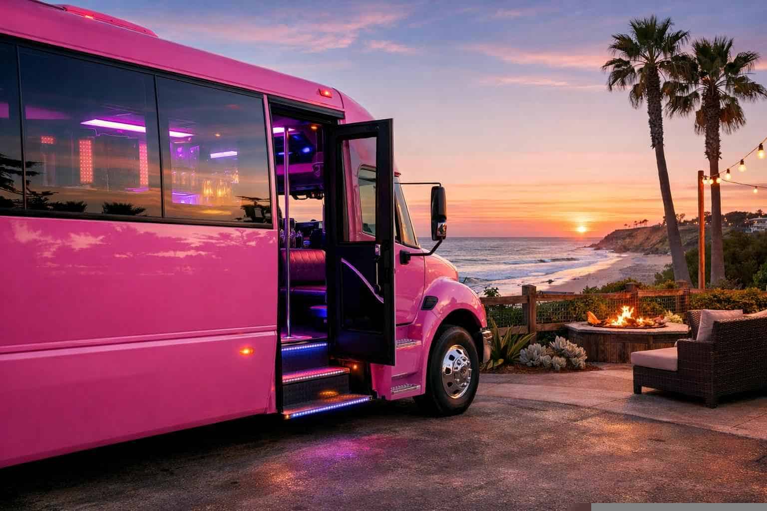 Solana Beach CA Pink Party Bus Rental