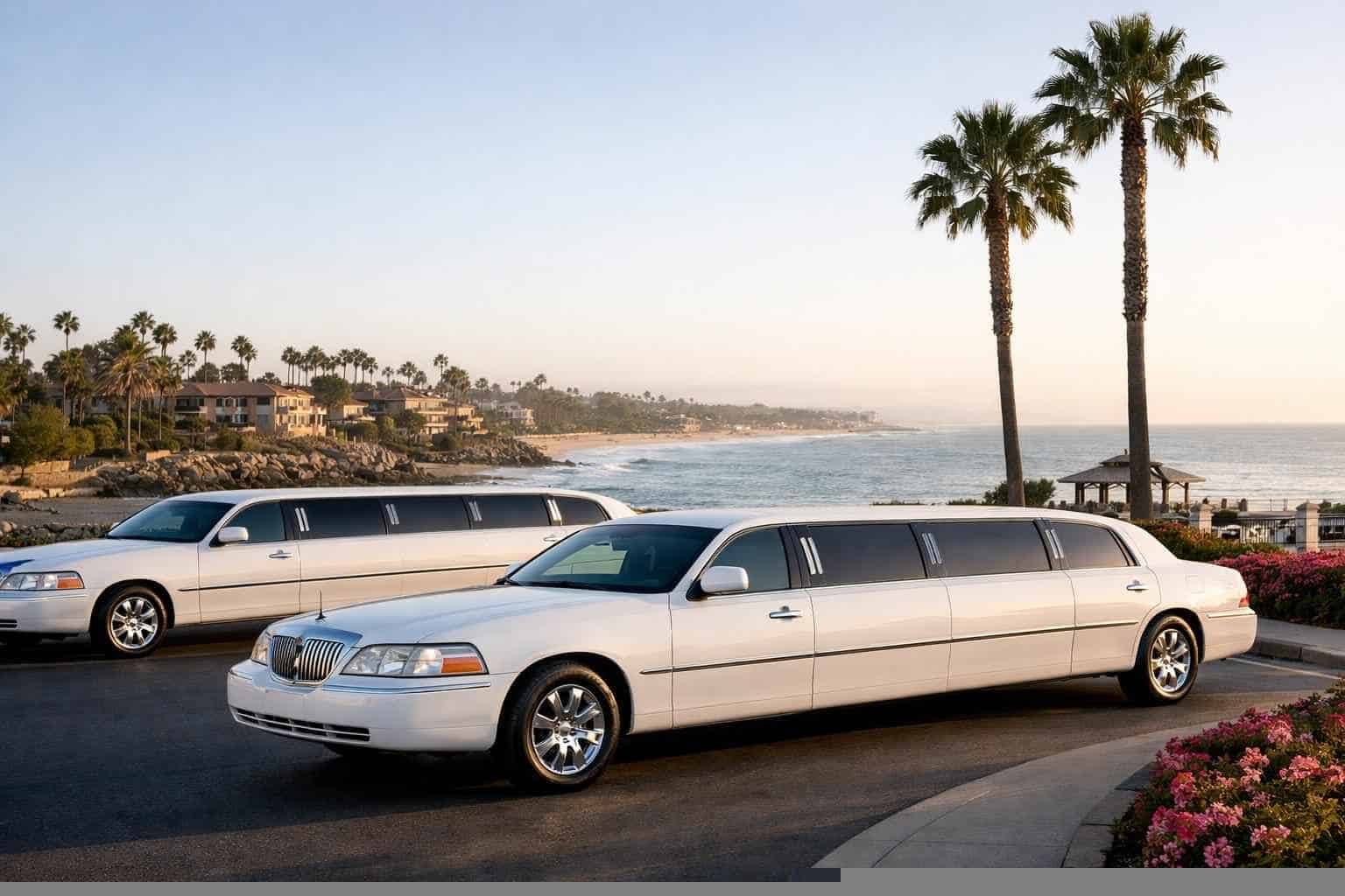 White Limousines in Carlsbad California