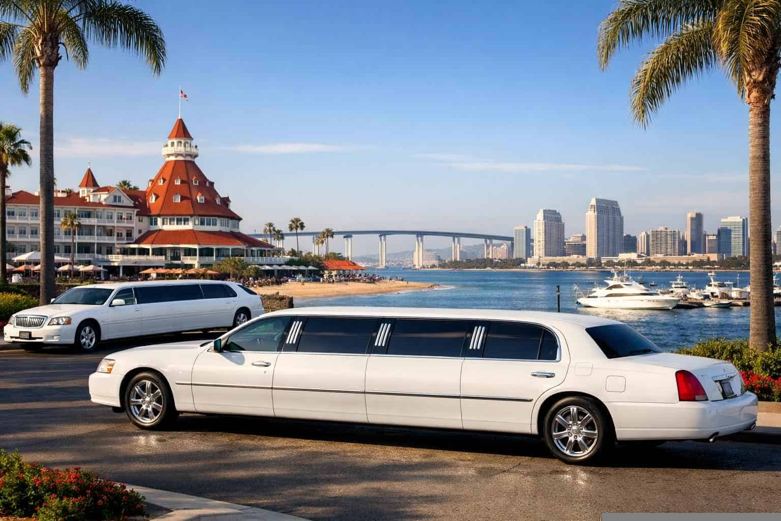 White Limousines in Coronado California