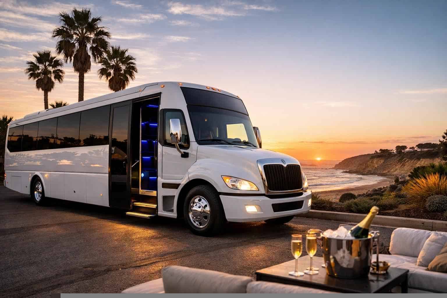 White Party Bus Rental Near Me Solana Beach CA