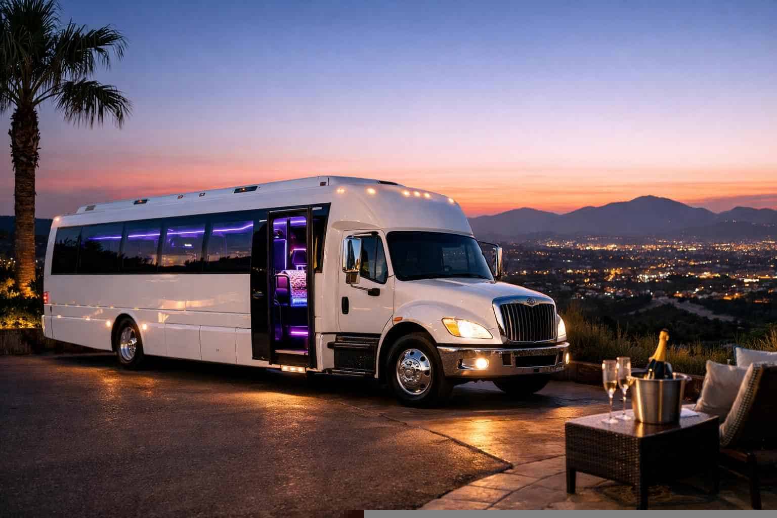 White Party Bus Rental Near Me Vista CA