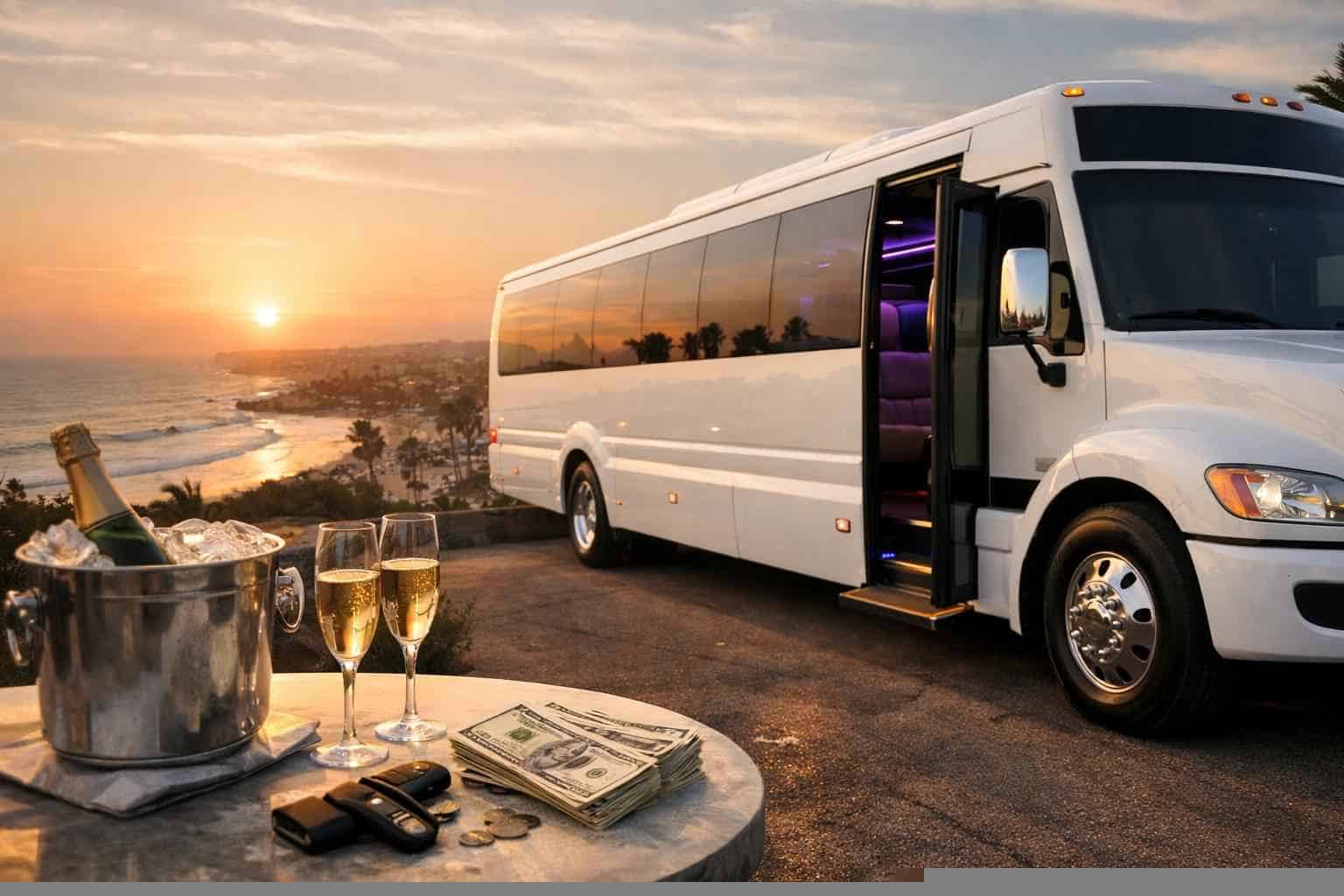 White Party Bus Rental Prices in Carlsbad CA