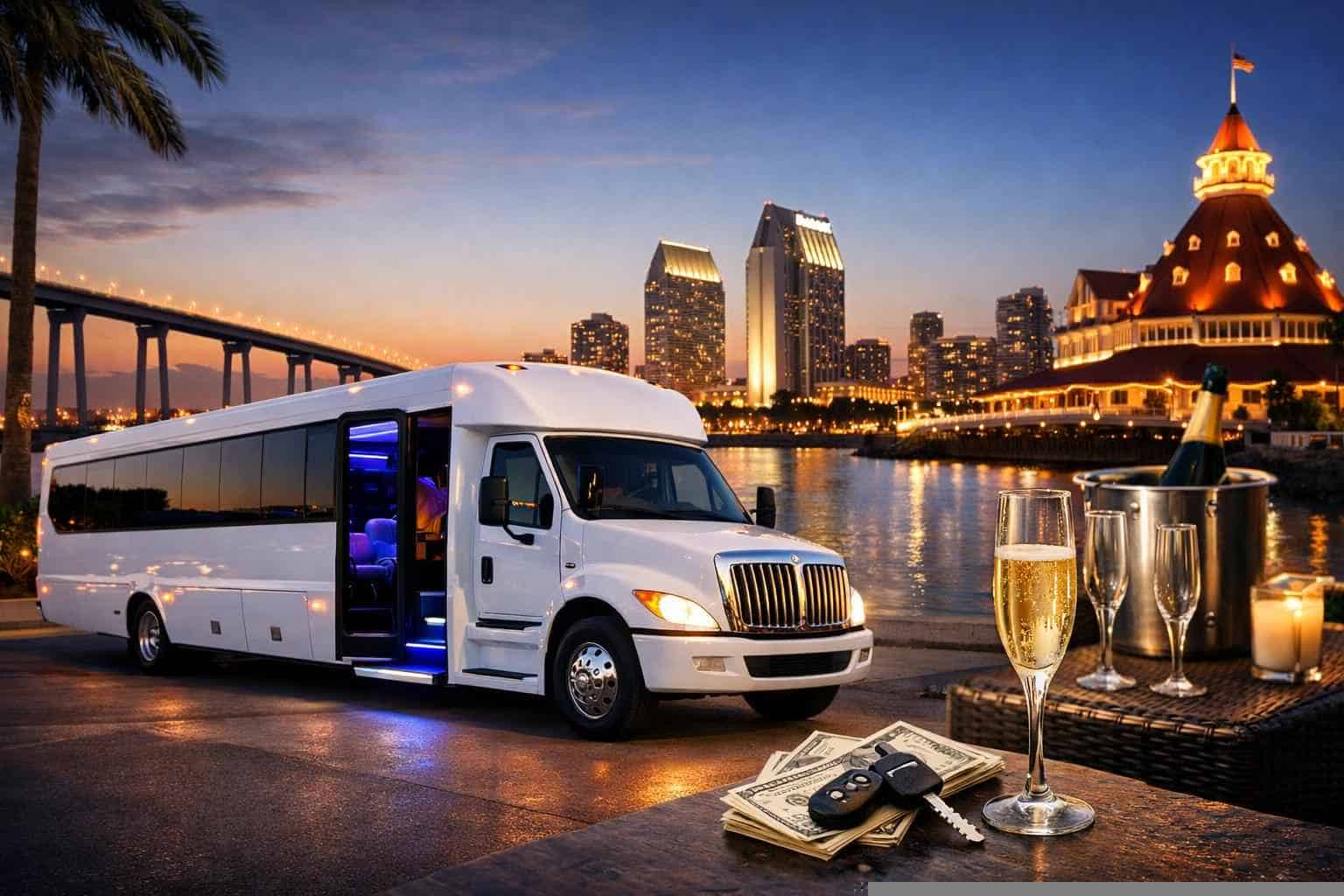 White Party Bus Rental Prices in Coronado CA