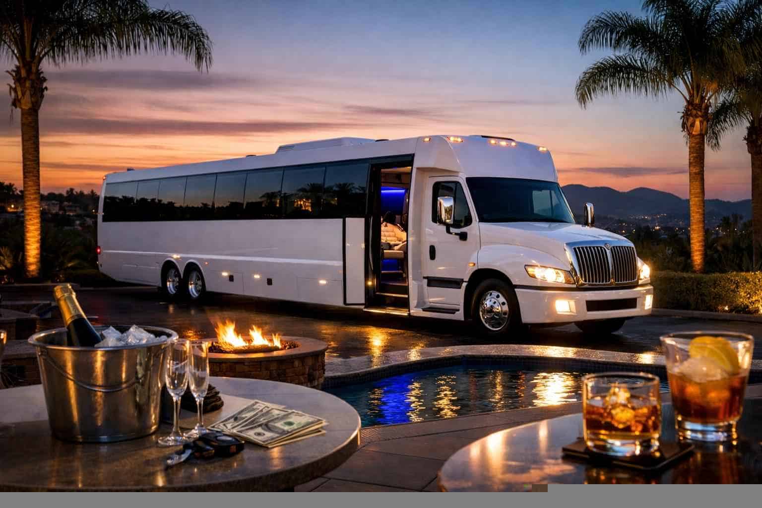 White Party Bus Rental Prices in Escondido CA