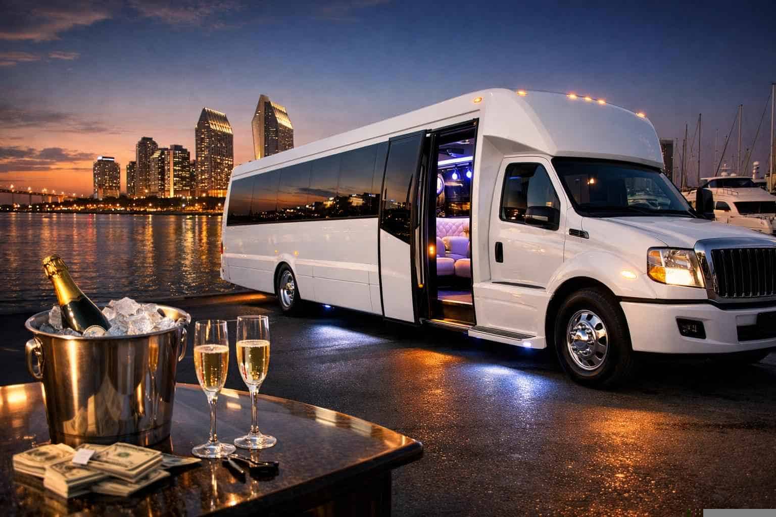 White Party Bus Rental Prices in San Diego CA