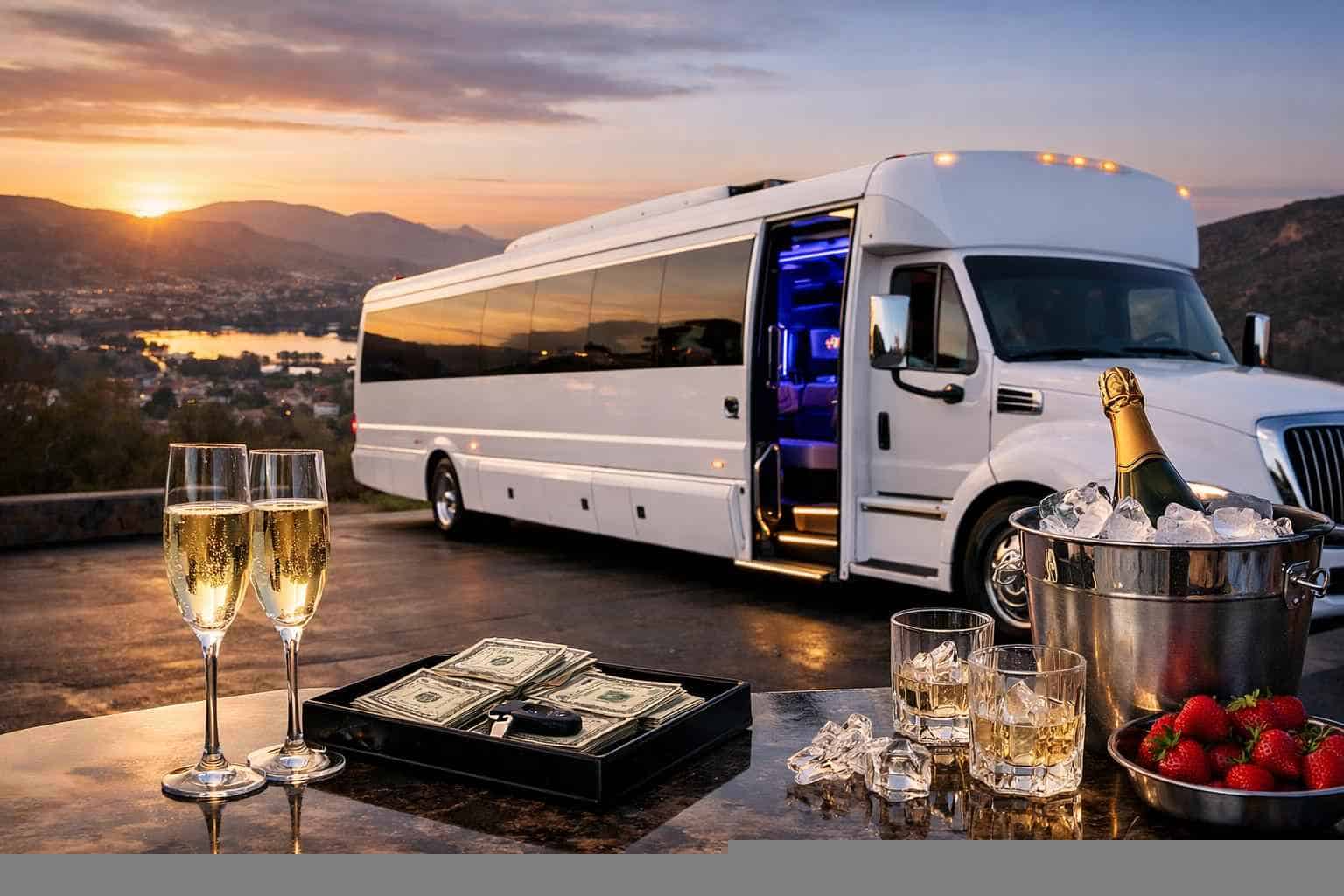 White Party Bus Rental Prices in Santee CA