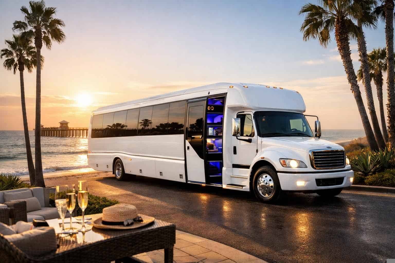 White Party Bus Rental Services in Oceanside