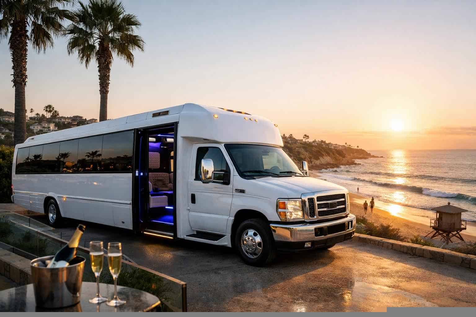 White Party Bus Rental Services in Solana Beach