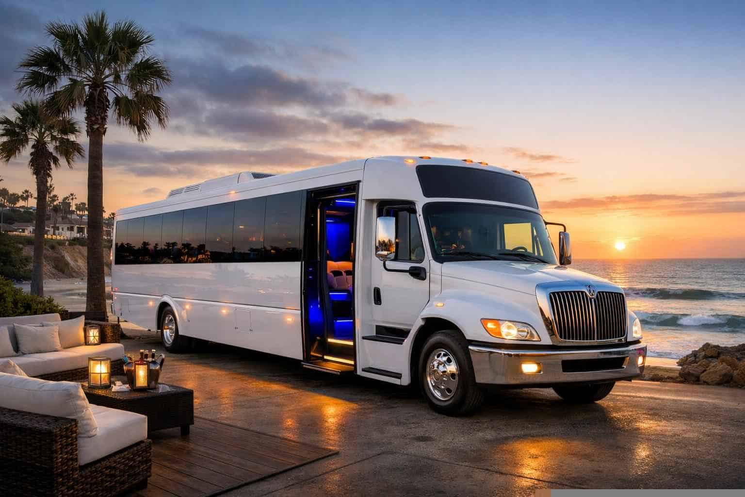 White Party Bus Rental Solana Beach CA